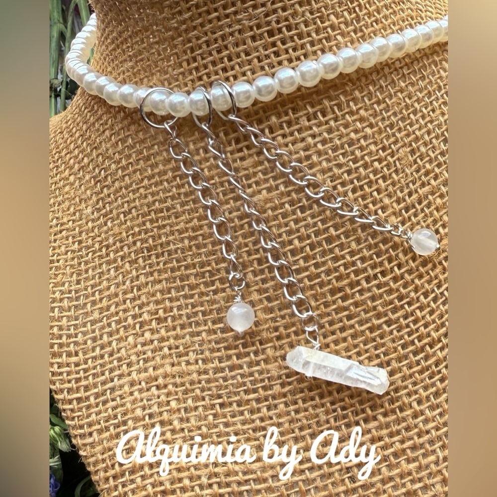 NEW pearl choker Rae selenite multi charms necklace